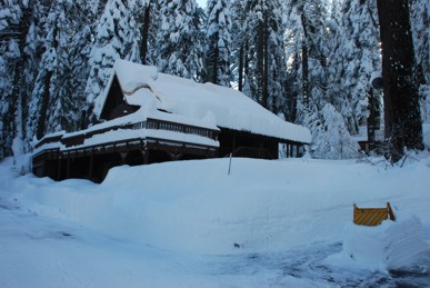 View of house in deep snow