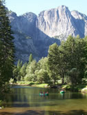 View of rafting in Yosemite Valley