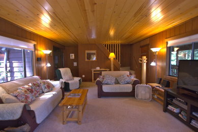 View of living room from deck